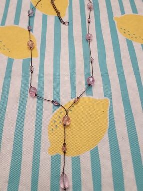 Delicate Pink Beaded Lariat Necklace - Women Jewelry